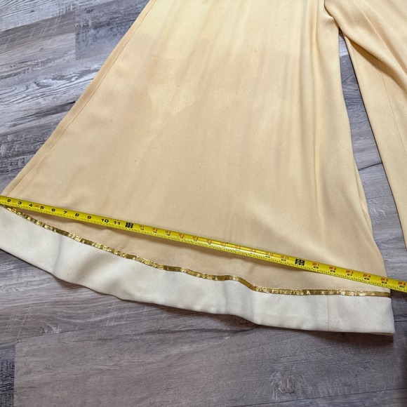 Vintage 70s Palazzo Jumpsuit Velvet Bodice Gold Trim Wide Leg Disco Boho Glam - Picture 6 of 16